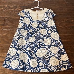 Janie and Jack blue and ivory shift dress, 2T